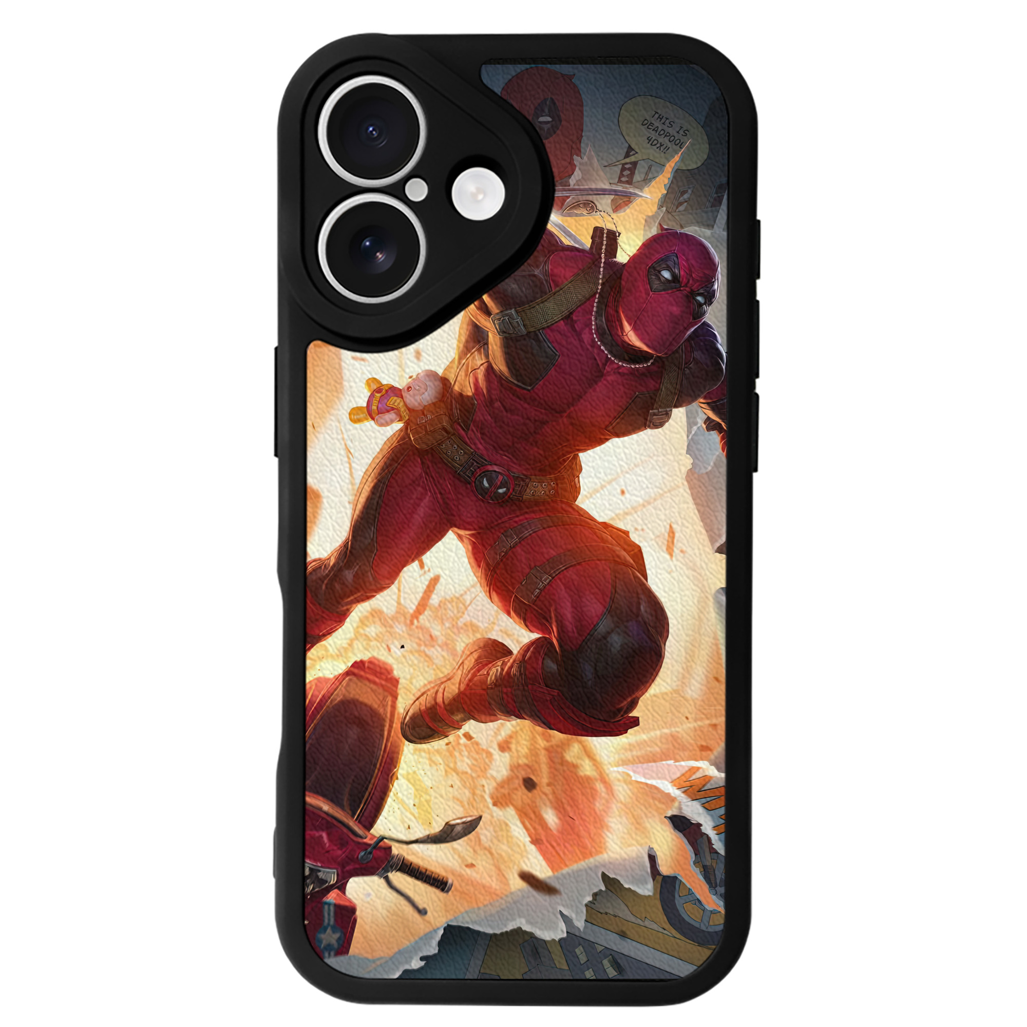 （画像用） Deadpool デッドプール 【iPhone 16シリーズ対応】シリコンスマホケース（レザー調） 材質：シリコン